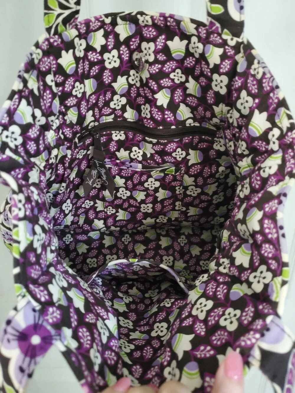 Vera Bradley Quilted Retired Plum Petals Pattern Tote Bad 15